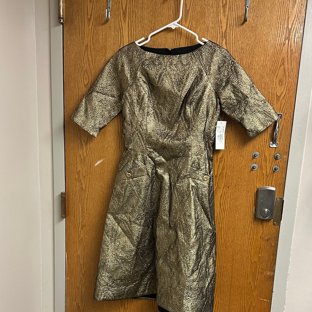 Teri Jon Gold Textured Dress